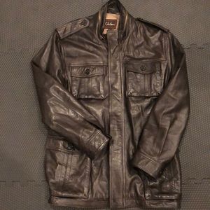 Cole Haan leather cargo jacket